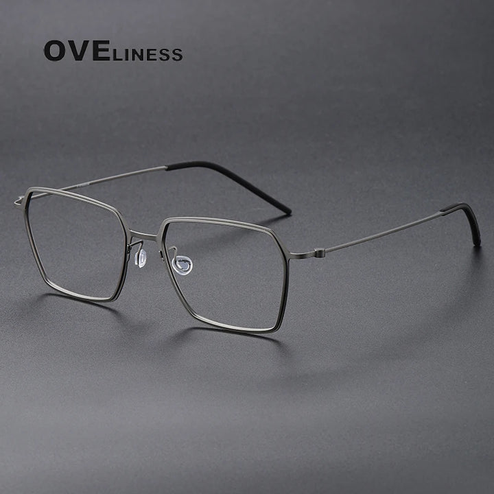 Oveliness Unisex Full RIm Polygon Screwless Titanium Eyeglasses 5514 Full Rim Oveliness gun  