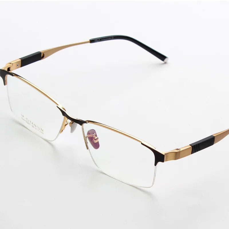 Chashma Ochki Men's Semi Rim Square Titanium Eyeglasses 100274