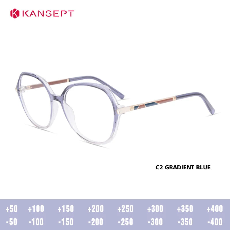 Kansept Women's Full Rim Oval Square Tr 90 Alloy Reading Glasses 712076