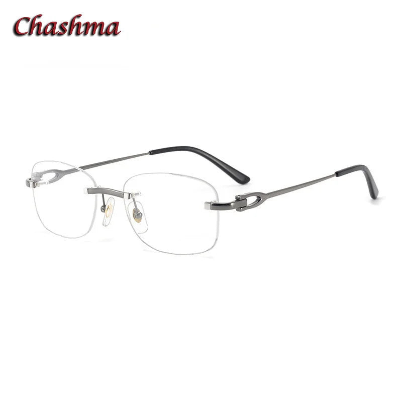 Chashma Ochki Unisex Rimless Small Square Titanium Eyeglasses 0290 Rimless Chashma Ochki Gray  