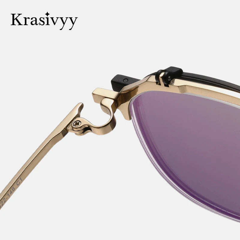 Krasivyy Unisex Round Titanium Prescription Eyeglasses with Flip-Up S400T - view 4