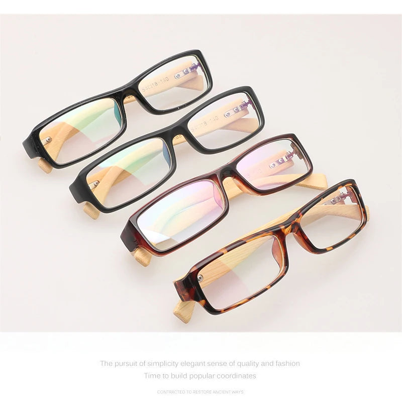 Hdcrafter Unisex Full Rim Square Bamboo Wood Eyeglasses 6811 Full Rim Hdcrafter Eyeglasses   