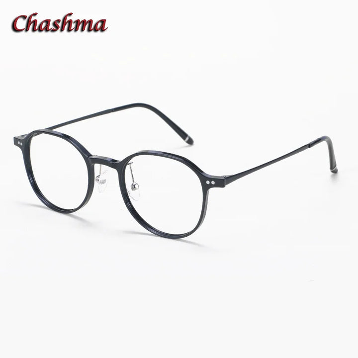 Chashma Ochki Unisex Youth's Full Rim Round Ultem Eyeglasses 2186 Full Rim Chashma Ochki Bright Black  