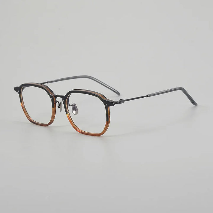 Hewei Unisex Full Rim Polygonal Oval Titanium Acetate Eyeglasses 59564