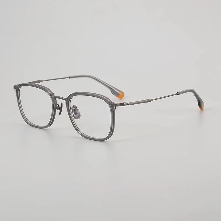 Black Mask Men's Full Rim Square Titanium Acetate Eyeglasses 366808