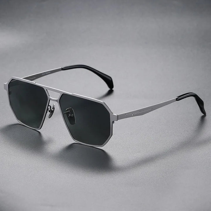 Oveliness Unisex Full Rim Oval Double Bridge Titanium Sunglasses 350001