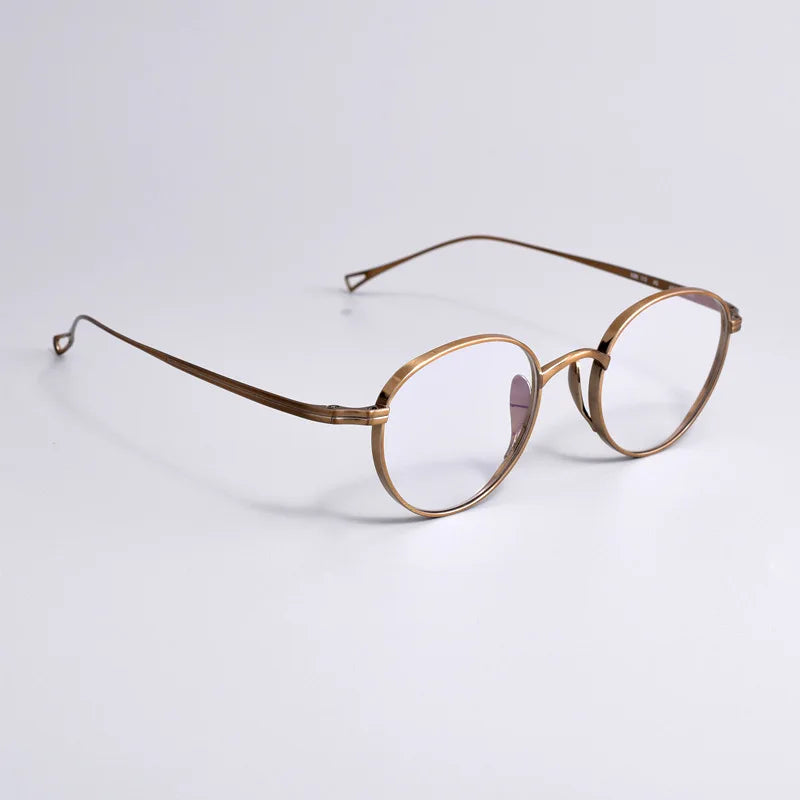 Black Mask Unisex Full Rim Round Titanium Eyeglasses BM-KN113