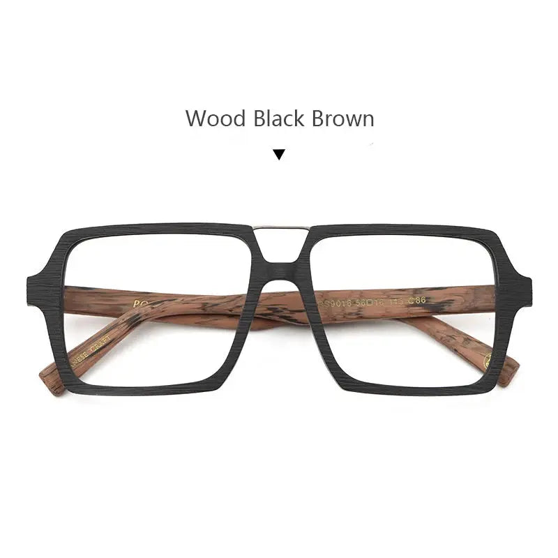 Hdcrafter Semi Rim Double Bridge Square Acetate Wood Frames 901600 Hdcrafter Eyeglasses