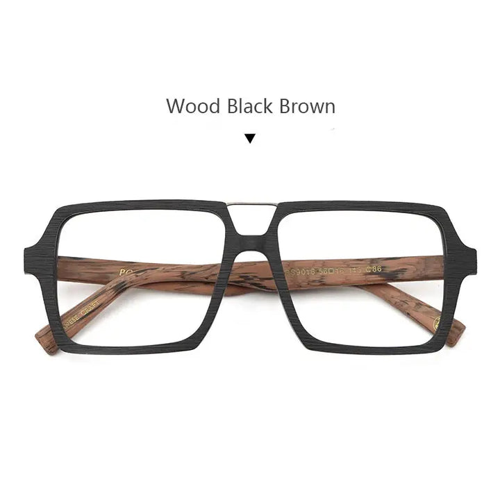 Hdcrafter Semi Rim Double Bridge Square Acetate Wood Frames 901600 Hdcrafter Eyeglasses