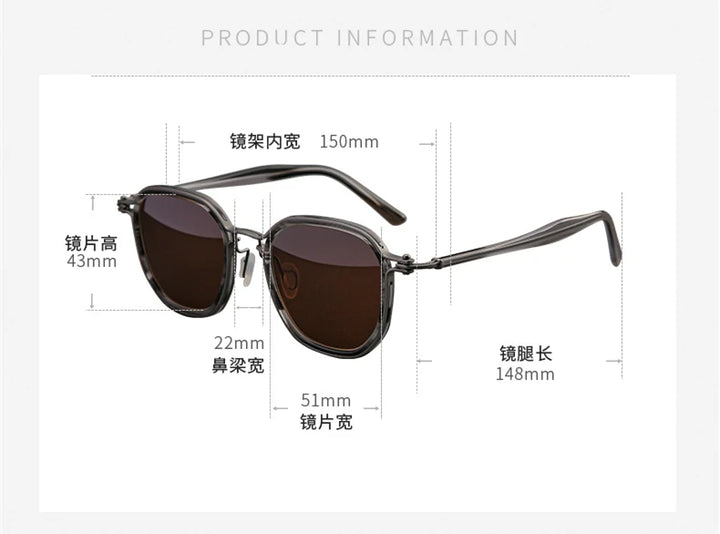 Black Mask Men's Full Rim Big Square Titanium Acetate Sunglasses 58654