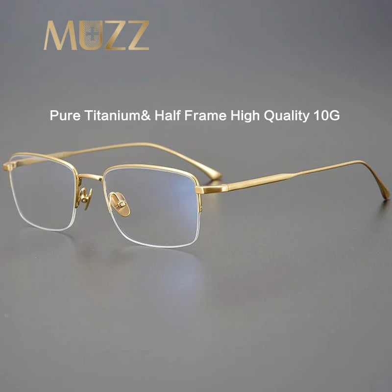 Muzz Men's Semi Rim Square Titanium Men Eyeglasses 10134 Semi Rim Muzz   