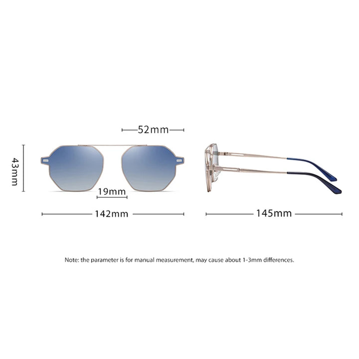 Zirosat Unisex Full Rim Polygon Alloy Eyeglasses Clip On Sunglasses 58801