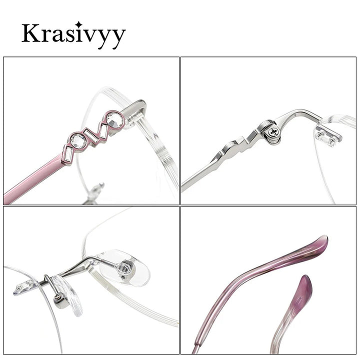 Krasivyy Women's Rimless Polygon Square Titanium Eyeglasses 6015 Rimless Krasivyy   