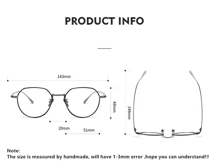 Aimee Unisex Full Rim Flat Top Polygon Titanium Eyeglasses 7846 Full Rim Aimee   