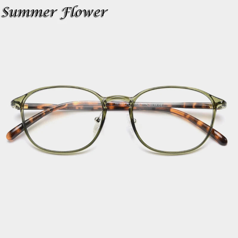 Summer Flower Women's Full Rim Oval Square Tr 90 Titanium Eyeglasses 87200 Full Rim Summer Flower