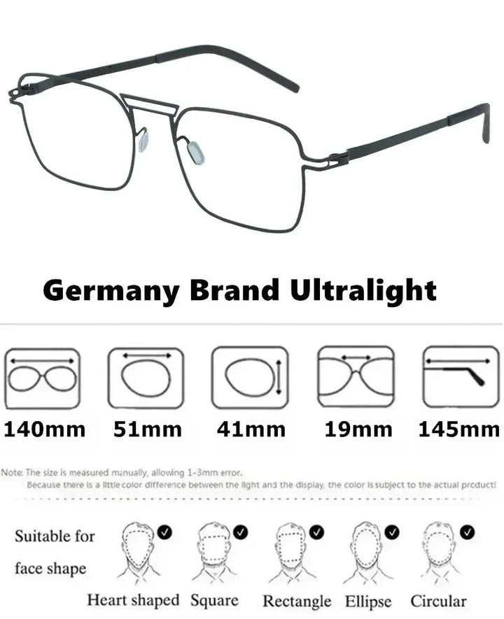 Bobbie Unisex Full Rim Square Double Bridge Steel Eyeglasses 514119