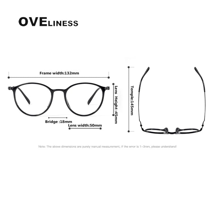 Oveliness Women's Full Rim Round Acetate Titanium Eyeglasses 98664