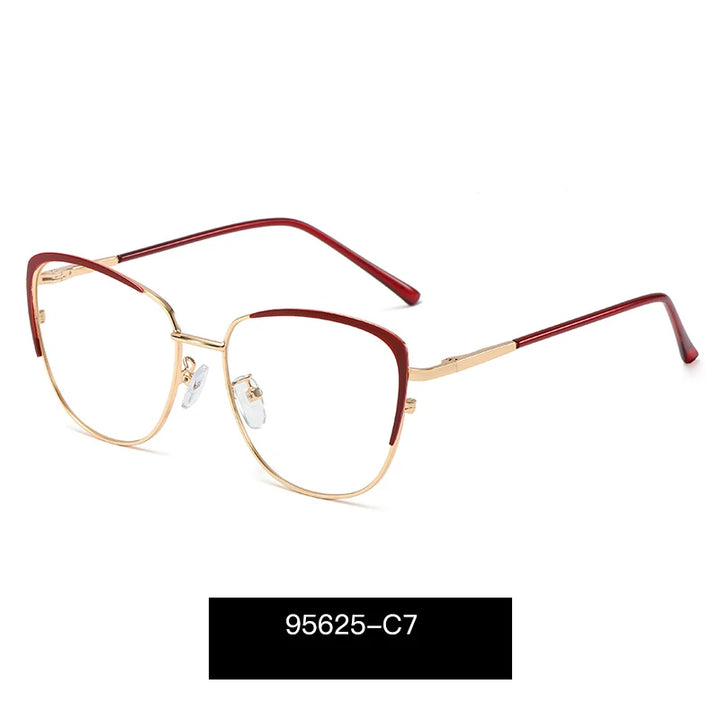 Handoer Women's Full Rim Round Cat Eye Alloy Eyeglasses 195625