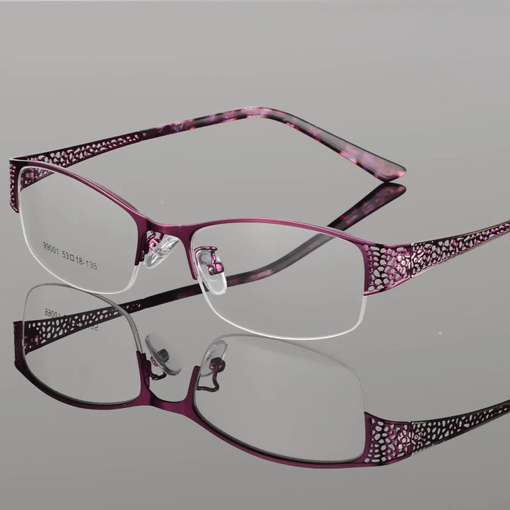 Bclear Women's Semi Rim Square Alloy Eyeglasses 69901 Semi Rim Bclear PURPLE