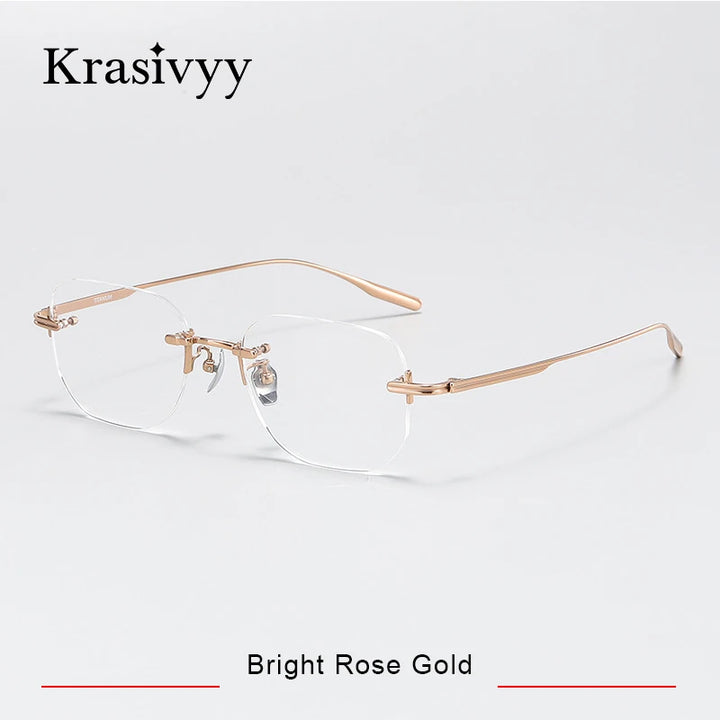 Krasivyy Men's Rimless Square Titanium Eyeglasses K132 Rimless Krasivyy Bright Rose Gold  