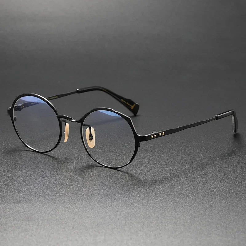 Muzz Women's Full Rim Irregular Round Titanium Eyeglasses 370038