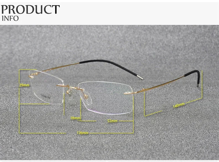 Handoer Unisex Rimless Square Titanium Alloy Eyeglasses 6210 Rimless Handoer   