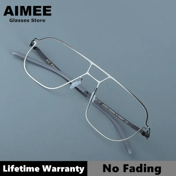 Aimee Unisex Full Rim Big Square Stainless Steel Eyeglasses 8217 Full Rim Aimee Gun-Grey  