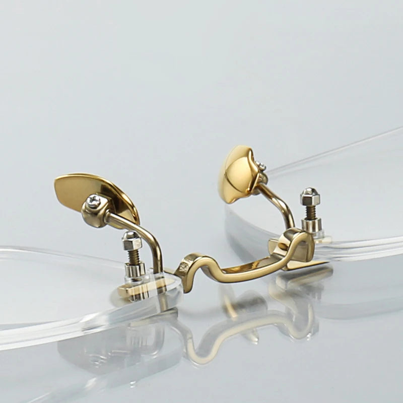 Muzz Men's Rimless Square Titanium Eyeglasses 10151 Rimless Muzz   