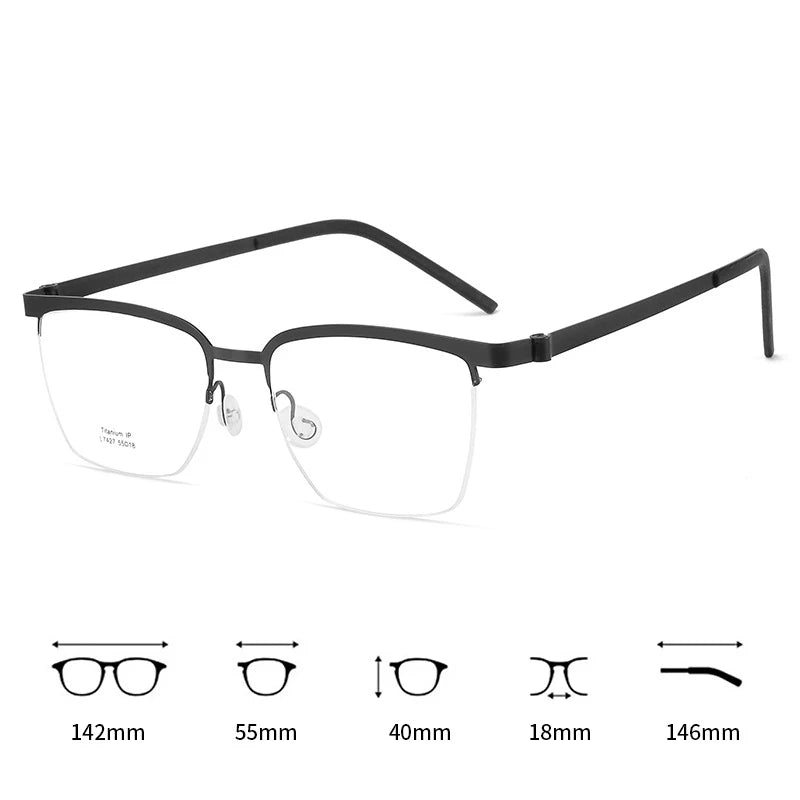 Yimaruili Men's Semi Rim Square Titanium Eyeglasses 367427
