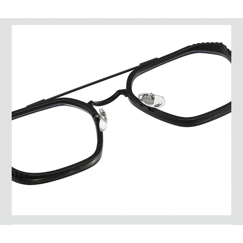 Hdcrafter Men's Full Rim Big Square Double Bridge Titanium Eyeglasses 55132 Full Rim Hdcrafter Eyeglasses   