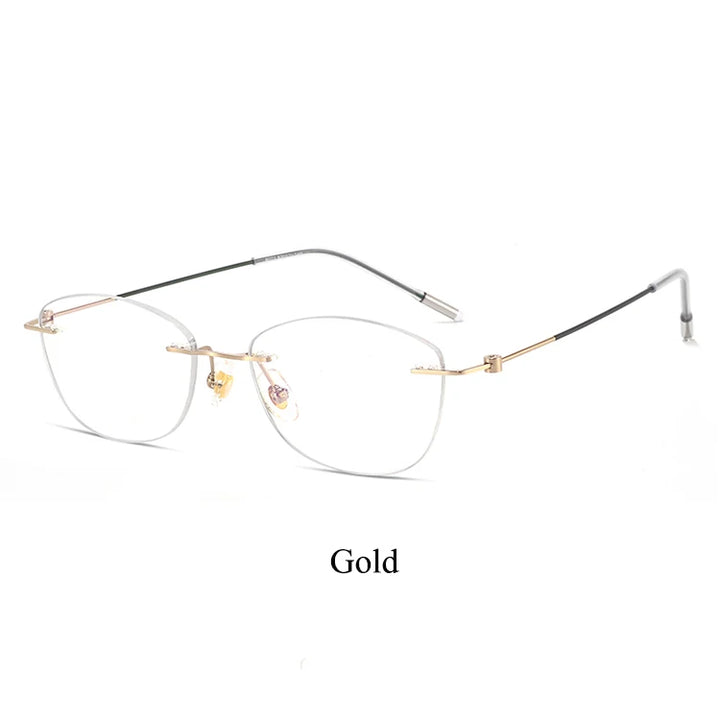 Bclear Women's Rimless Oval Cat Eye Titanium Eyeglasses 46071 Rimless Bclear Gold