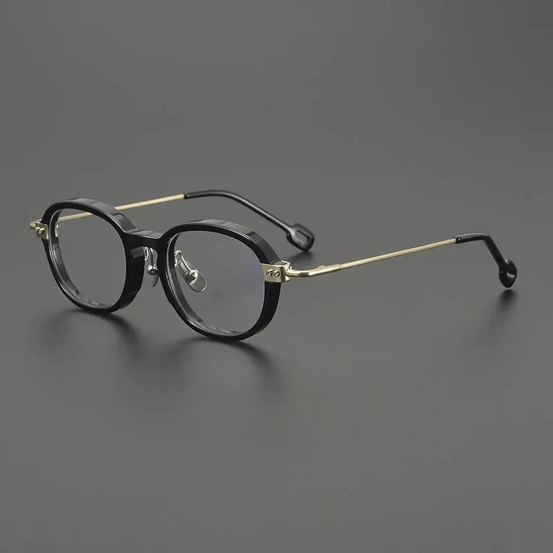 Gatenac Unisex Full Rim Big Square Acetate Titanium Eyeglasses 679010 FuzWeb