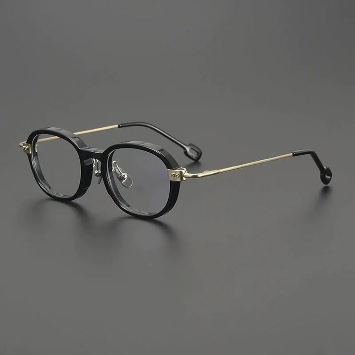 Gatenac Unisex Full Rim Big Square Acetate Titanium Eyeglasses 679010 FuzWeb