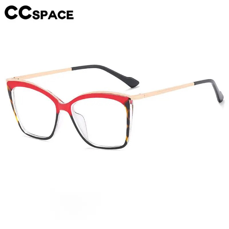 CCSpace Women's Full Rim Square Tr 90 Titanium Eyeglasses 57052 Full Rim CCspace   