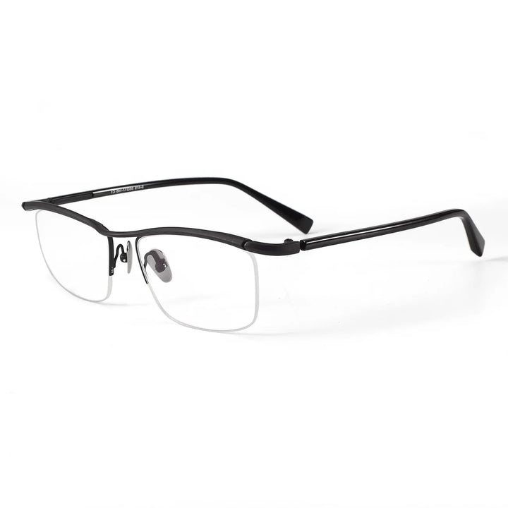 Muzz Men's Semi Rim Square Brow Line Titanium Eyeglasses 921876