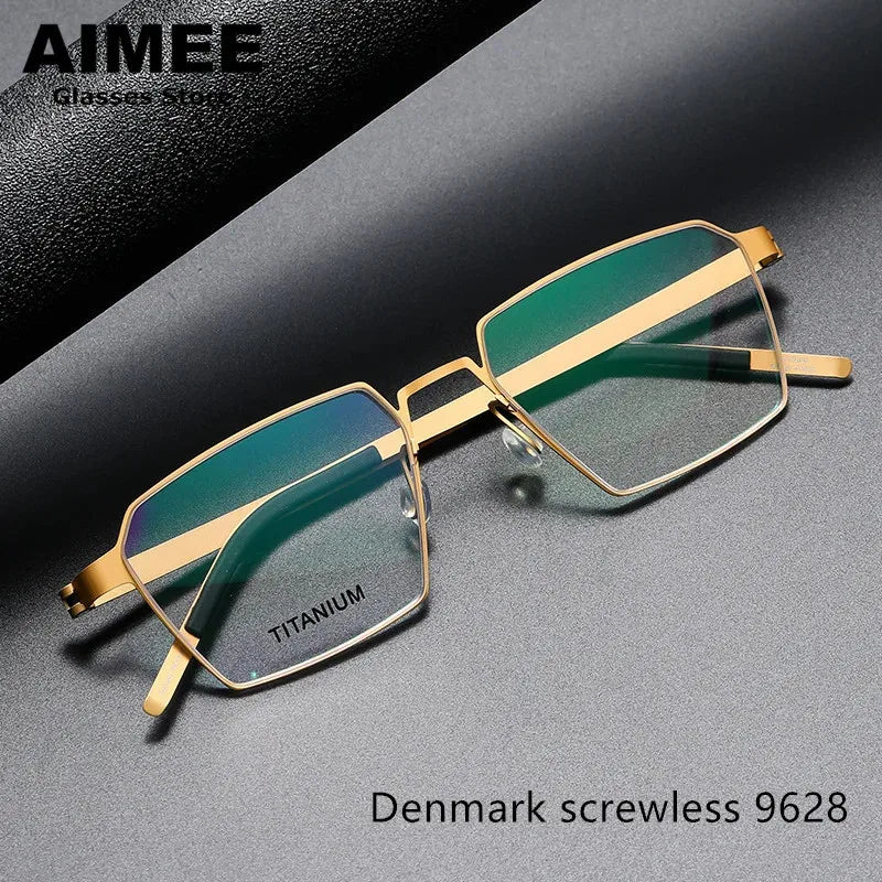 Aimee Unisex Full Rim Polygon Screwless Titanium Eyeglasses 9628 Full Rim Aimee   