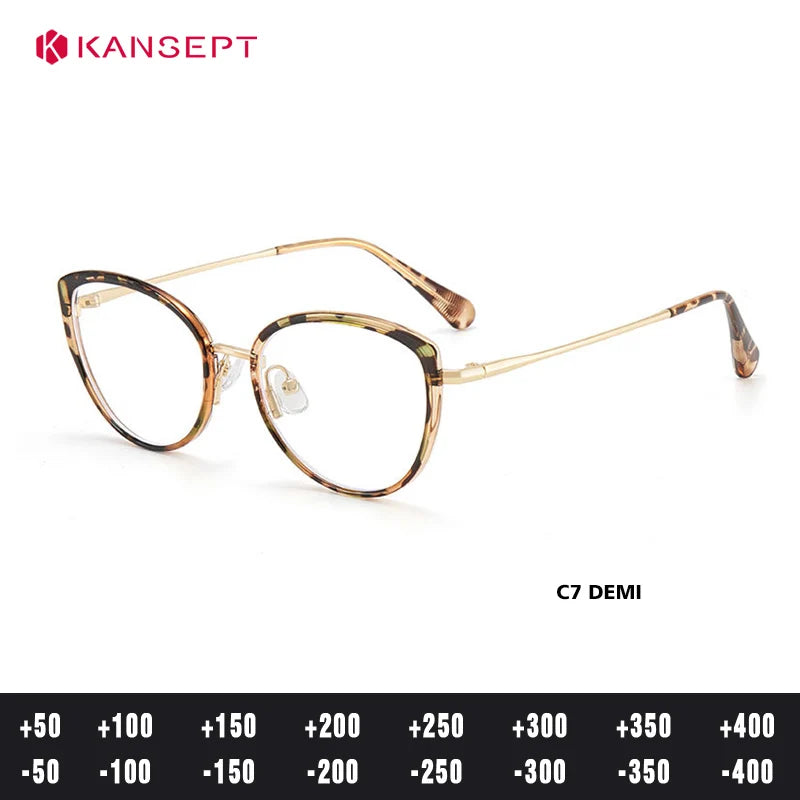 Kansept Women's Full Rim Oval Cat Eye Tr 90 Alloy Reading Glasses 75740