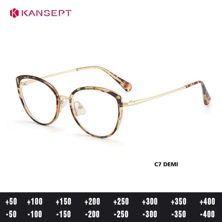 Kansept Women's Full Rim Oval Cat Eye Tr 90 Alloy Reading Glasses 75740