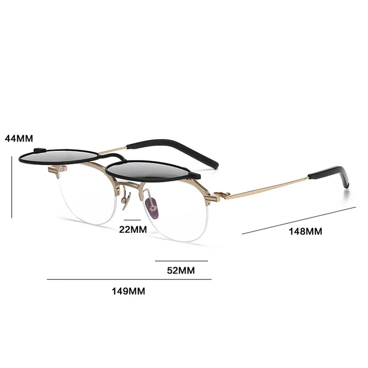 Gatenac Unisex Full Rim Square Titanium Eyeglasses Flip Up Sunglasses G400