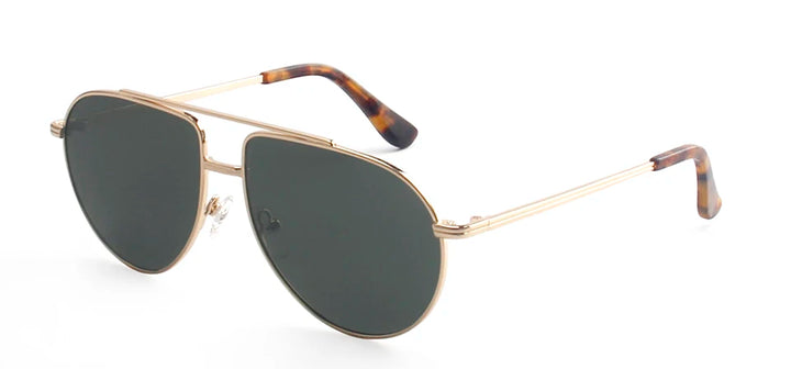 Esnbie Women's Full Rim Oval Double Bridge Alloy Tac Sunglasses 241051