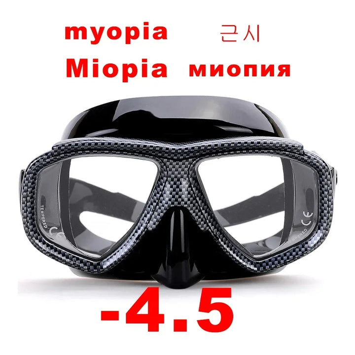Aleefa Unisex Goggle Pc Tempered Glass Lens Silicone Myopic Swim Mask 64203