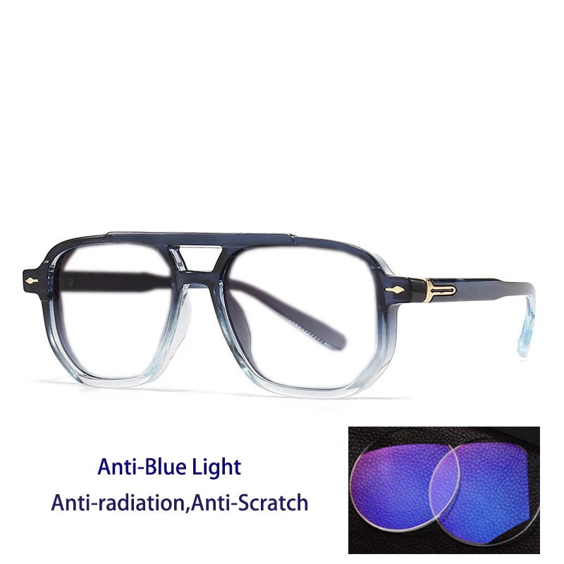 Kocolior Unisex Full Rim Square Double Bridge Tr 90 Photochromic Reading Glasses 60904
