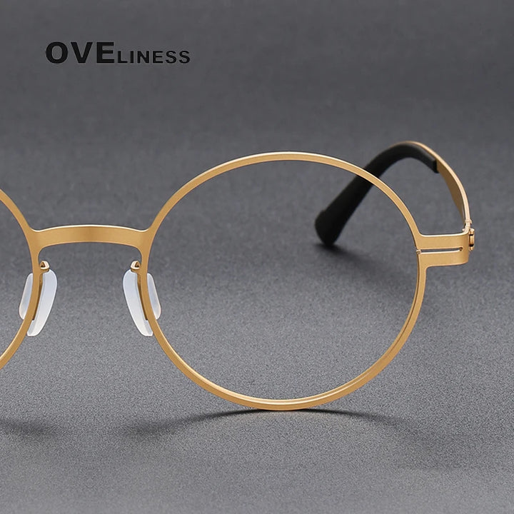 Oveliness Unisex Full Rim Round Screwless Titanium Eyeglasses 80996 Full Rim Oveliness   