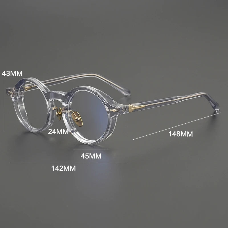 Gatenac Unisex Full Rim Round Thick Acetate Eyeglasses Gxyj2260