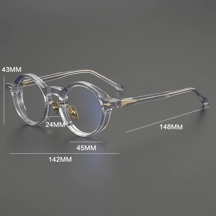 Gatenac Unisex Full Rim Round Thick Acetate Eyeglasses Gxyj2260