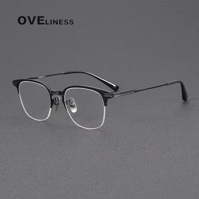 Oveliness Unisex Full Rim Big Square Acetate Titanium Eyeglasses 614424