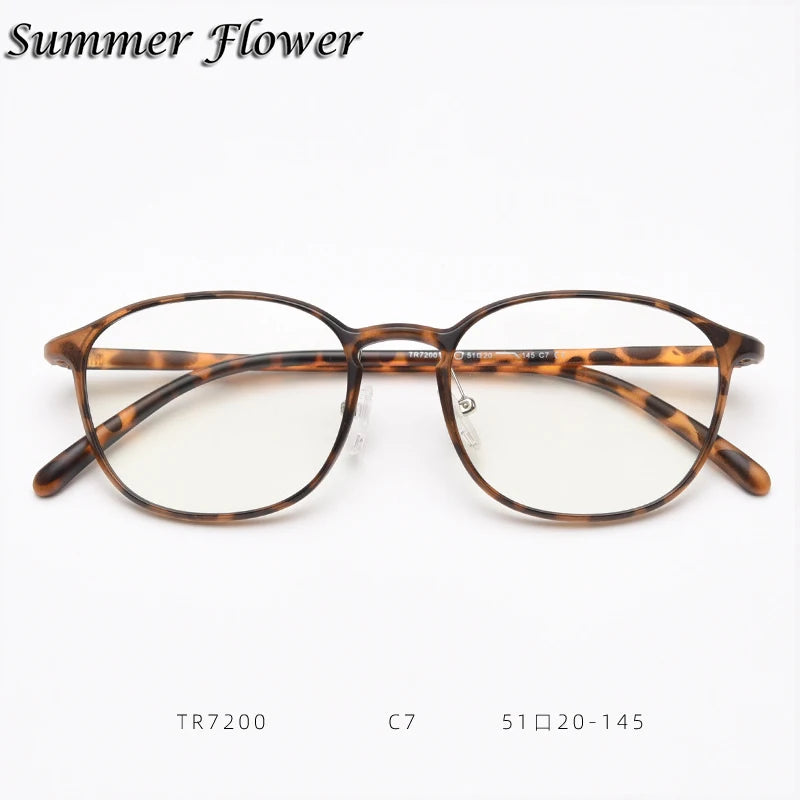 Summer Flower Women's Full Rim Oval Square Tr 90 Titanium Eyeglasses 87200