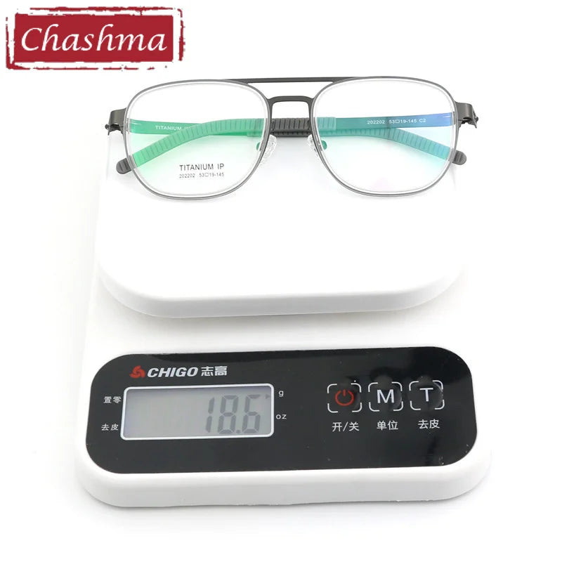 Chashma Ochki Unisex Full Rim Square Double Bridge Titanium Eyeglasses 4422 Full Rim Chashma Ochki   