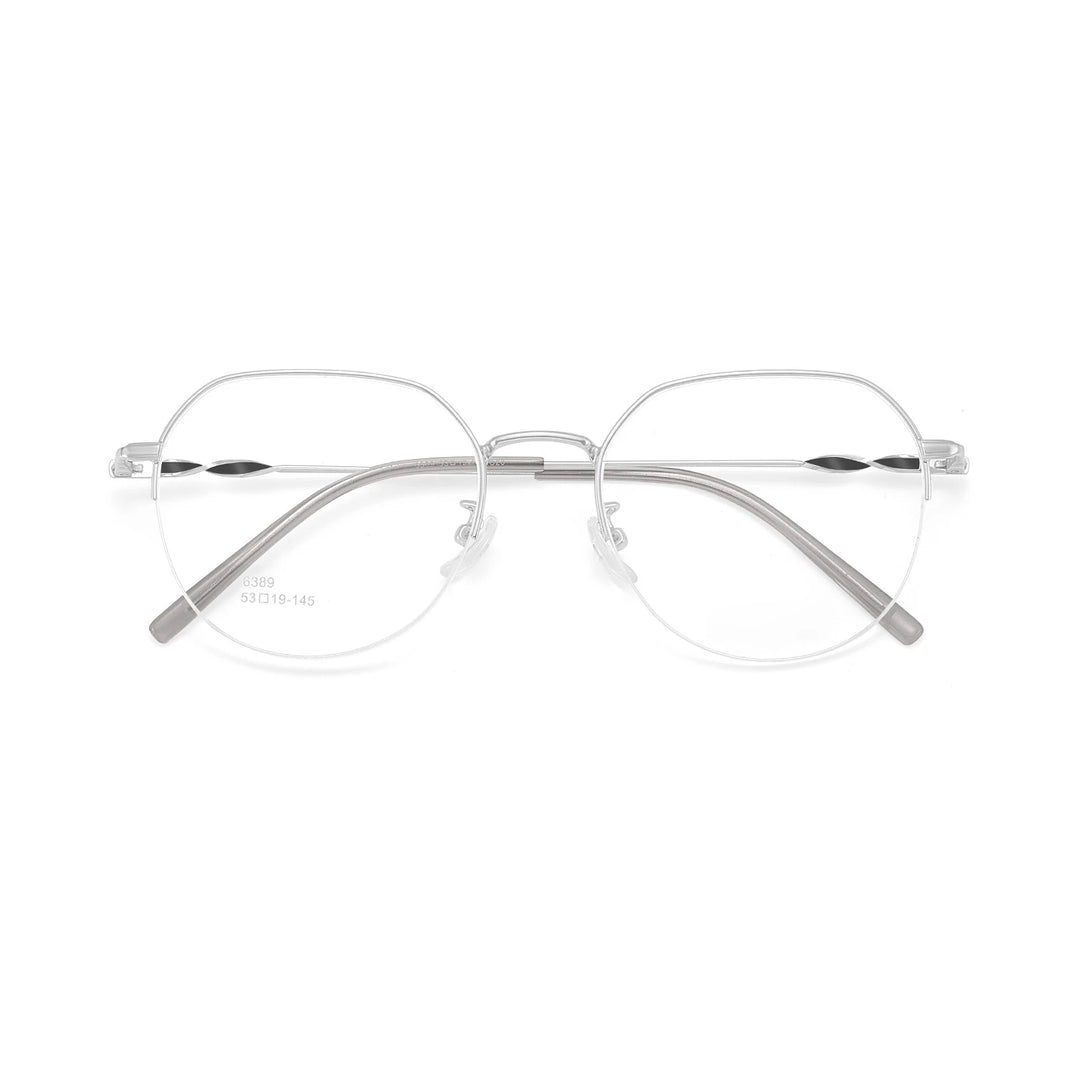 Yimaruili Unisex Semi Rim Flat Top Polygon Alloy Eyeglasses 636389