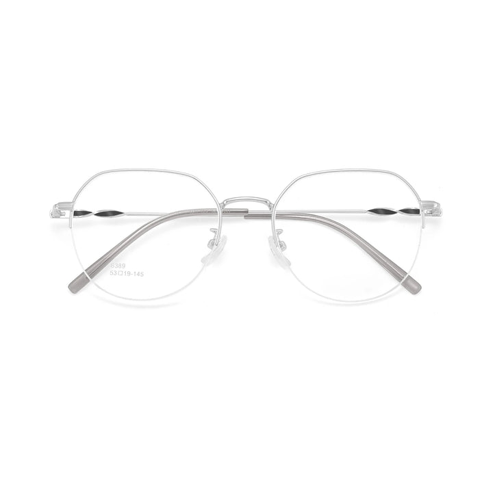 Yimaruili Unisex Semi Rim Flat Top Polygon Alloy Eyeglasses 636389